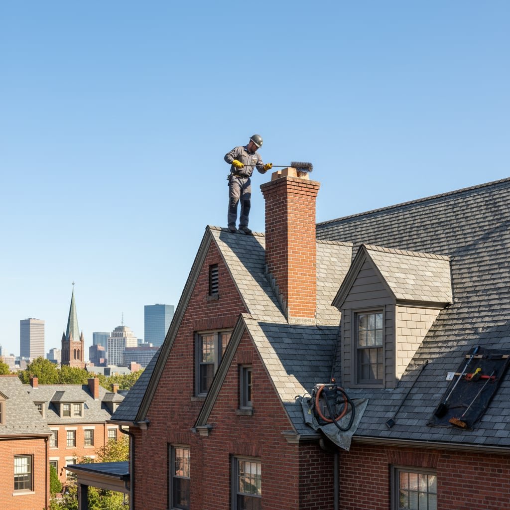Jonathan Chimney Sweep team working on chimney